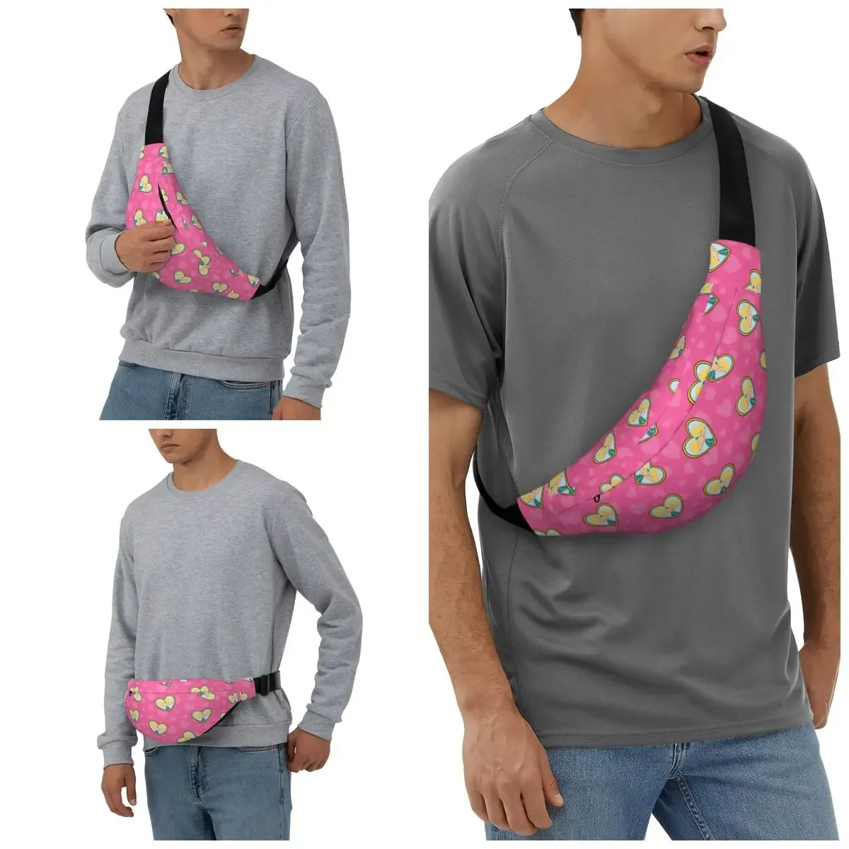 Personalizzato Hey Arnold Anime Animation Fanny Pack Donna Uomo Helga Pataki Sling Marsupio a tracolla per custodia per soldi per telefono in viaggio