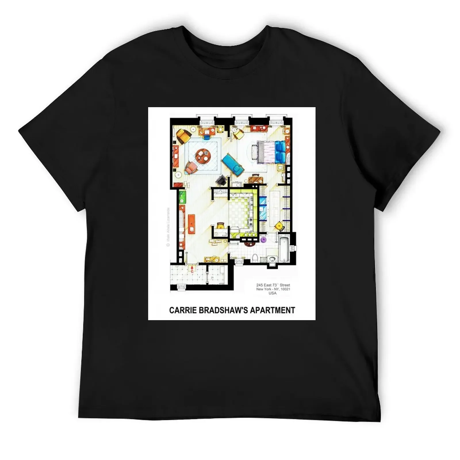 Carrie Bradshaw's Apartment Floorplan v.2 T-Shirt designer shirts summer tops men t shirt