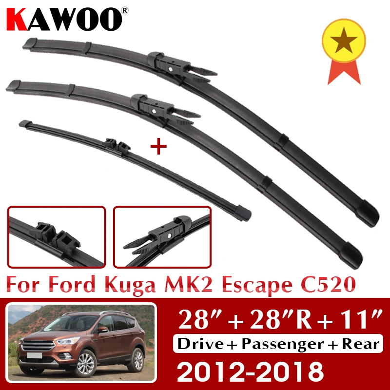 KAWOO Front & Rear Wiper Blades Set For Ford Kuga MK2 Escape C520 2012-2016 2017 2018 Windshield Windscreen Window 28\