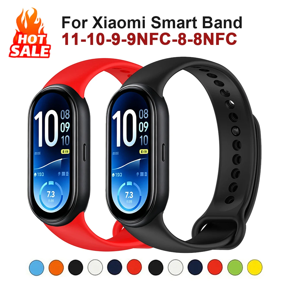 Soft Silicone Breathable Strap for Xiaomi Smart Band 11 10 9 8 Sport Replacement Wristband Correa for Xiaomi Band 9NFC Bracelet