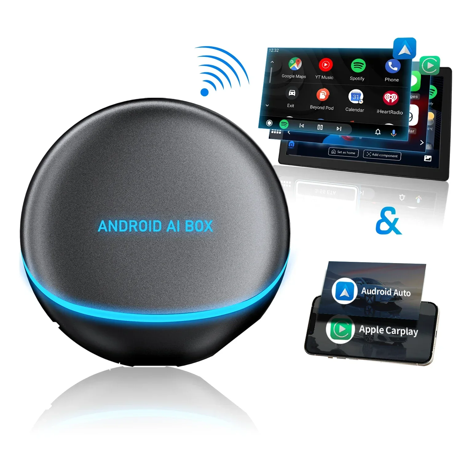 Ottocast Customized Streaming Box Wireless Magic Carplay Ai Box Android Smart Box With Youtube Netflix