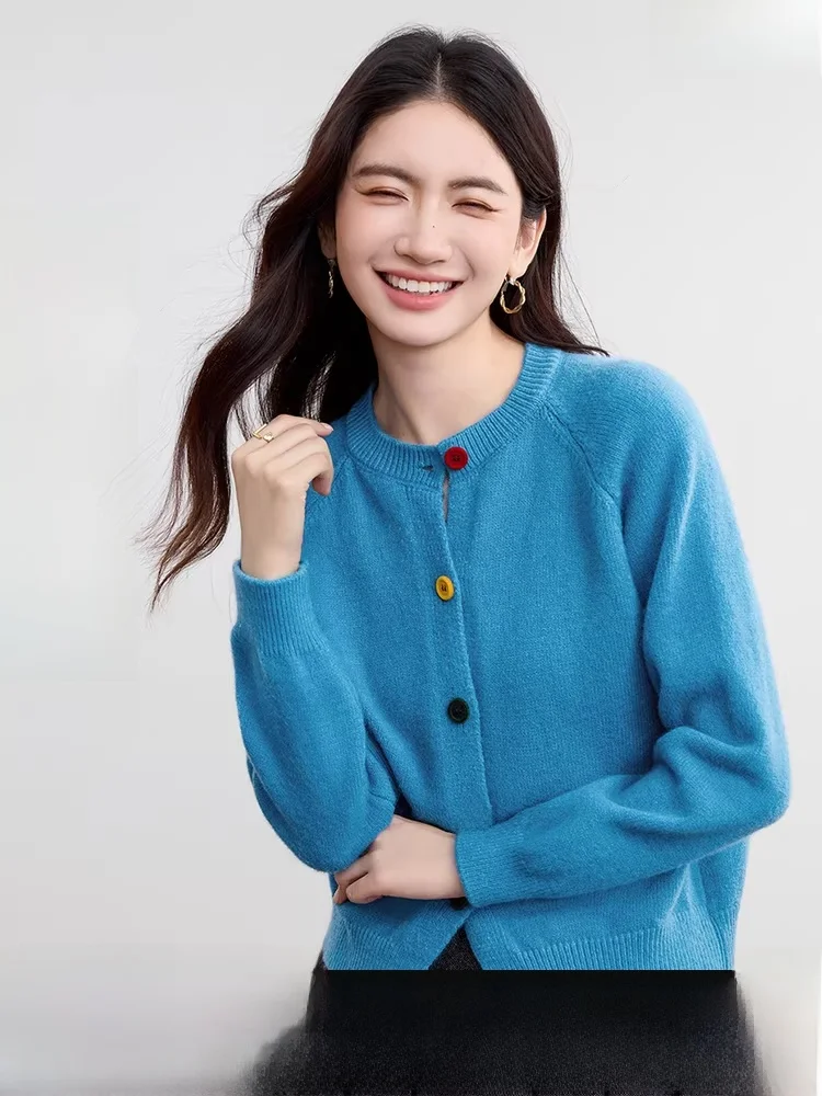 

Женский круглый вязаный кардиган Ne на эластичной пуговице с овальной вставкой Sve Thiened, осенний новый Sle Faionable Casual...