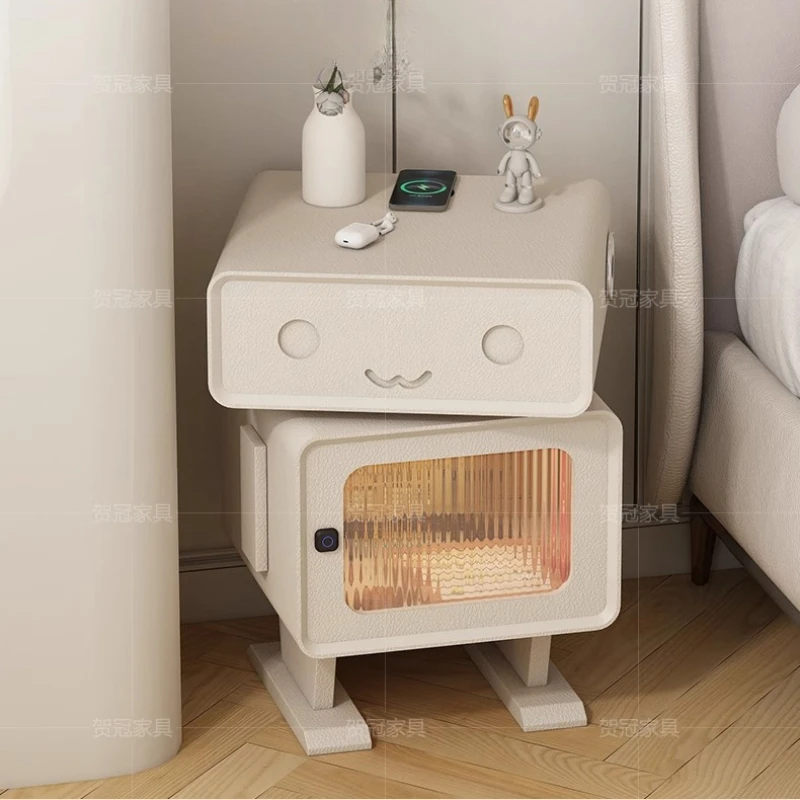 

Modern Light Nightstand Rotating Knob White Cabinet Nightstand Living Room Storage Mesita De Noche Dormitorio Home Furniture