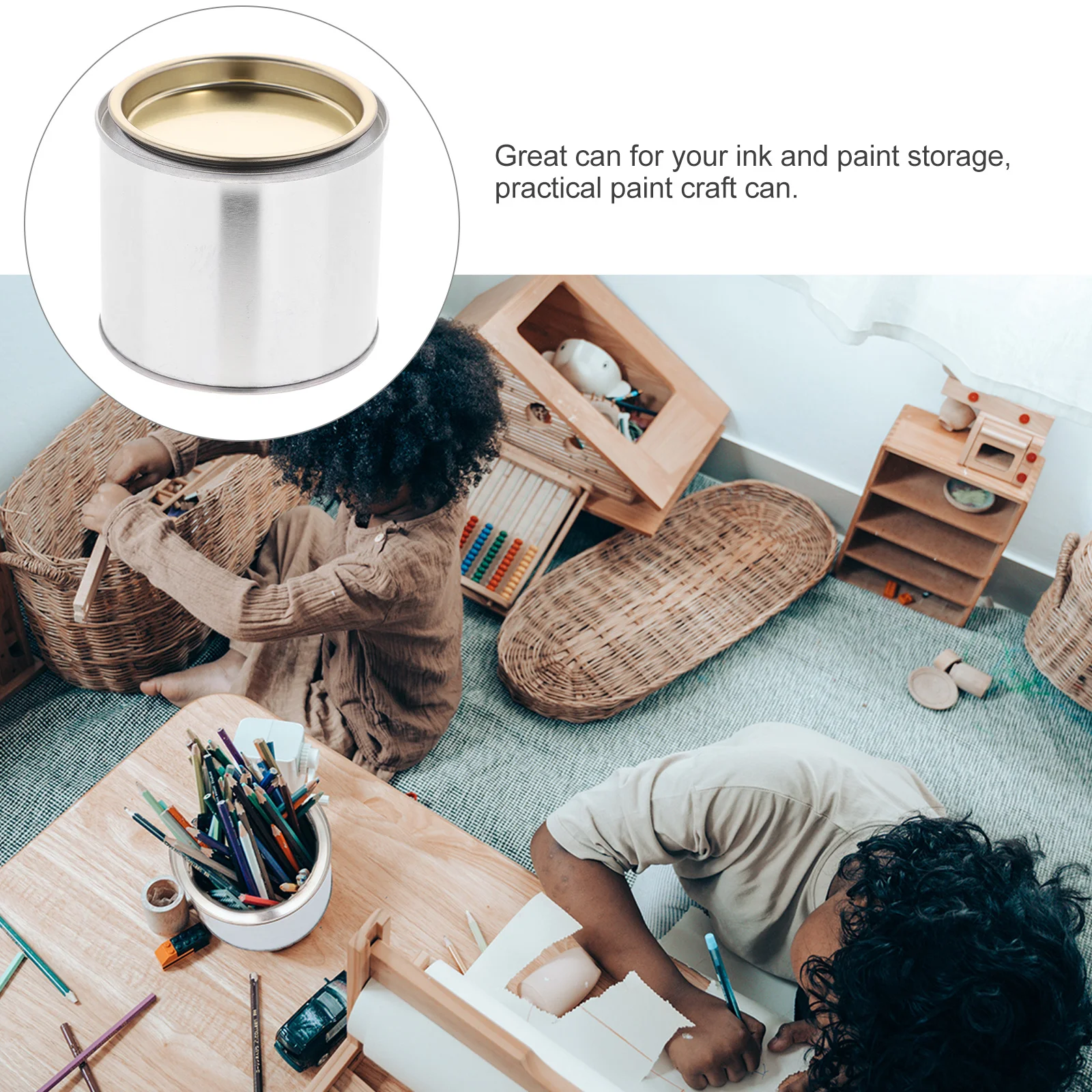 

8Pcs Iron Paint Can Durable Safe Storage Container for Ink Paint Home Factory 0.3L Silver Portable Craft Ink Can