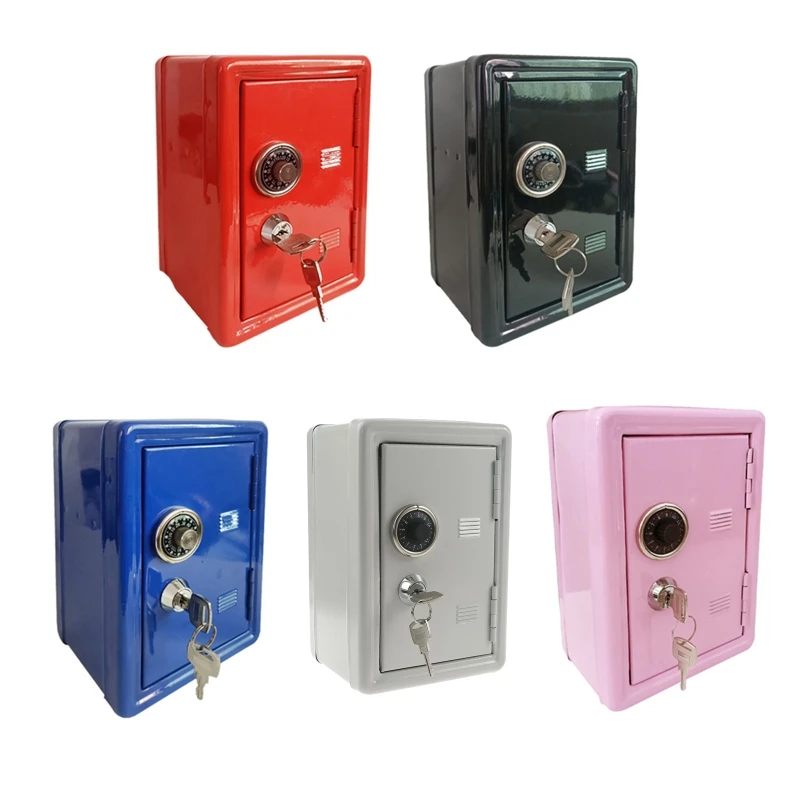 Mini Metal Coin Locker with Keys Kids Money Saving Jar Security Safe Box