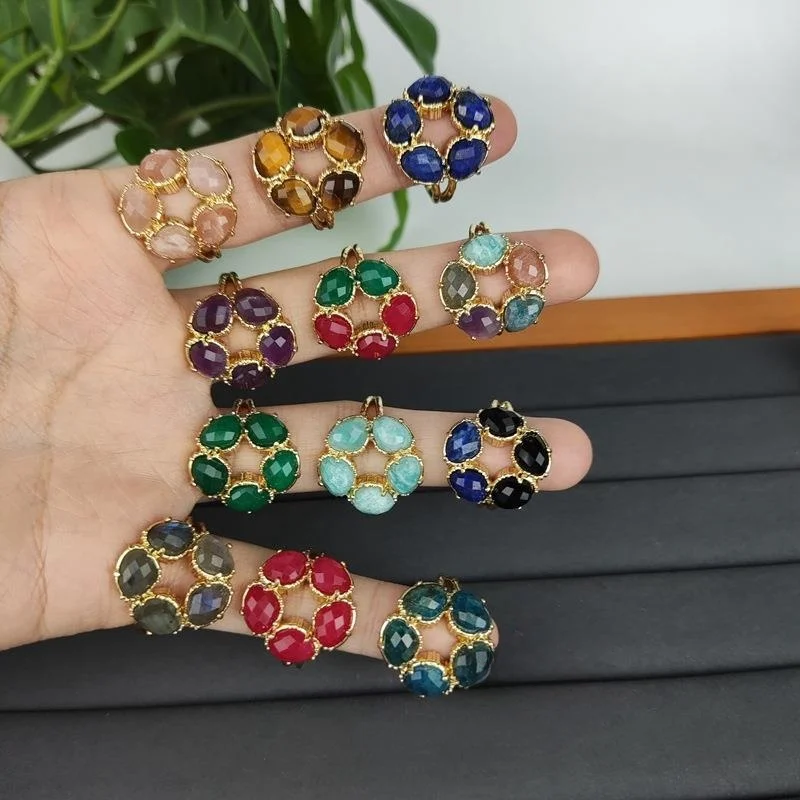 

Кольцо с кристаллами и цветами для женщин, роскошное нефритовое кольцо, эффектное кольцо на палец, трансграничные ювелирные изделия