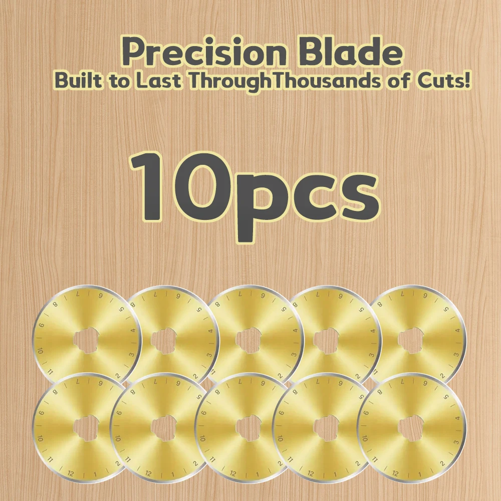 شفرات قطع دوارة 45 مم 10 قطع، مطلية بالتيتانيوم، شفرات بديلة للخياطة، اللحف، سكرابوكينغ، قماش مقطوع، ورق #2
