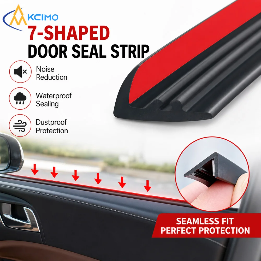 1Pc 7‑Type Car Window Rubber Seal Strip Waterproof Windproof Weatherstrip Fill Side Window Gap Reduce Wind Noise Exterior Parts
