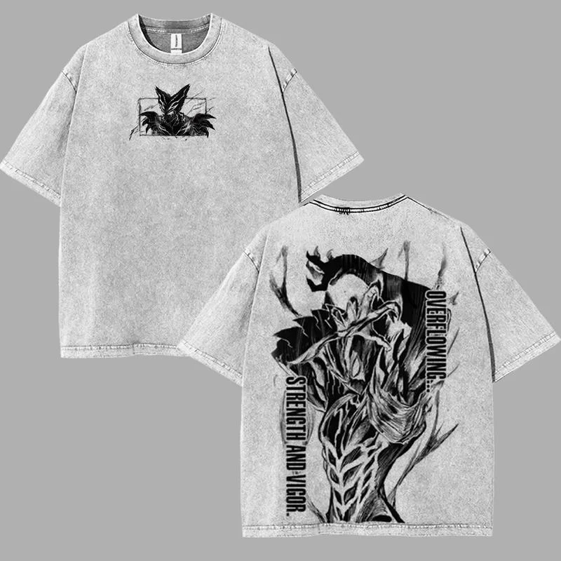 Vintage Washed Garou ONE PUNCH-MAN Printed T Shirt For Unisex Clothing Street Y2k T-shirt Casual Cotton Loose Fashion Tees Tops