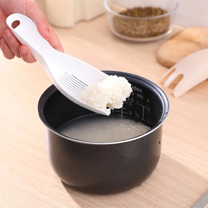 1pcs Rice Sieve Spoon Kitchen Drain Colander With Handles Rice Bowl Strainer White Rice Washing Tools Sink Drain Household Tools