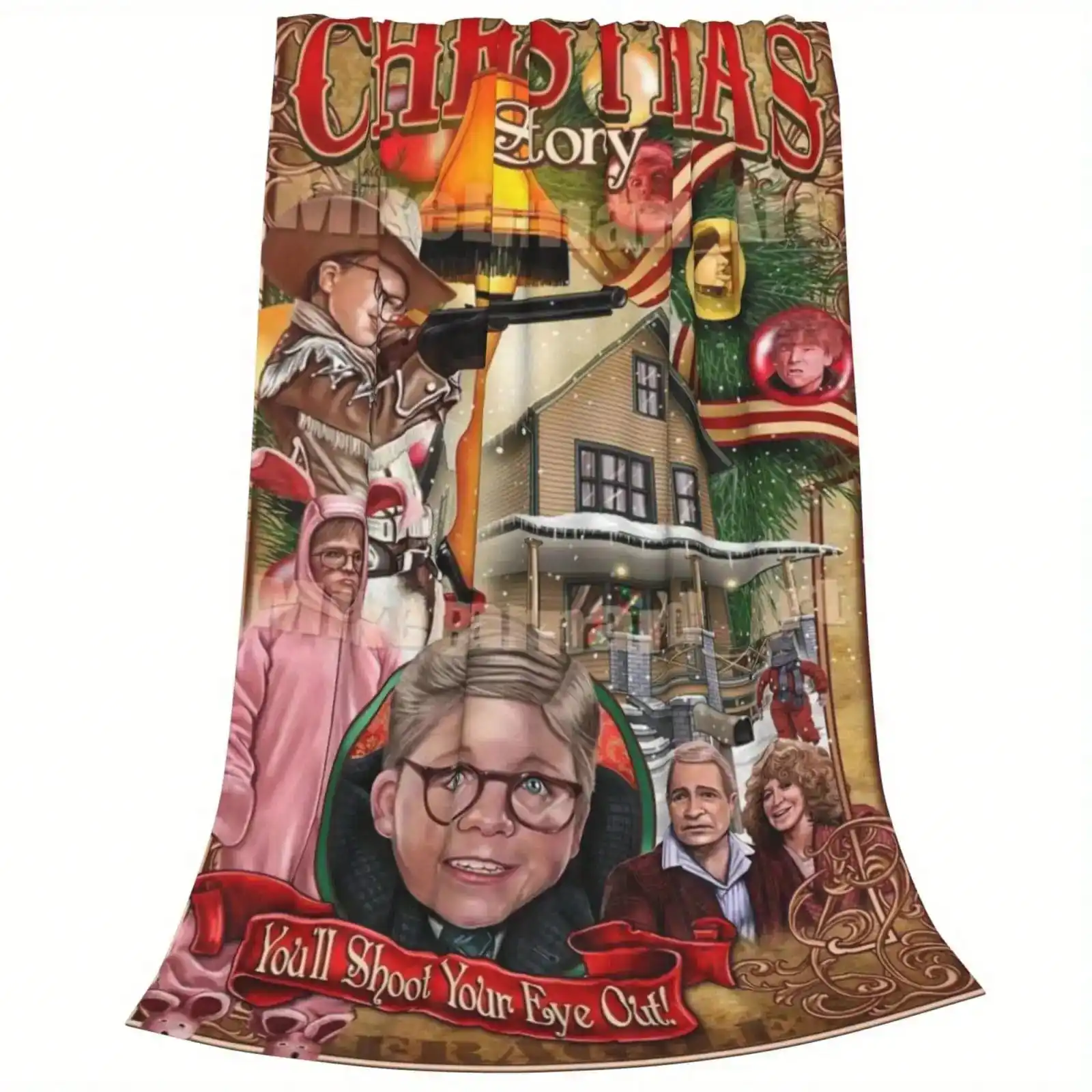 Customize [Personalized Flannel Blanket]Christmas Story Themed Flannel Blanket - 100% Polyester, Soft & Lightweight For Bed, Sof