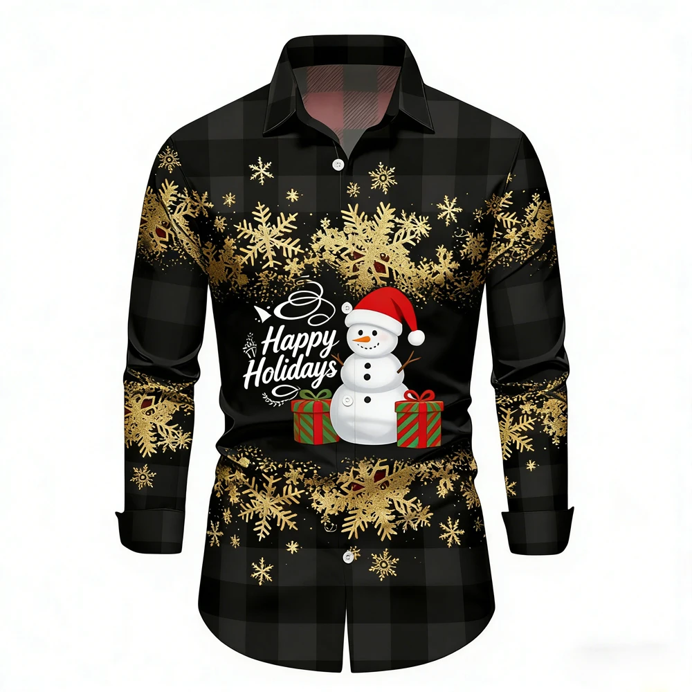 

2026 Мужская новая рождественская рубашка с 3D принтом животных и растений, гавайская повседневная домашняя вечеринка, футболка с короткими рукавами для мужчин