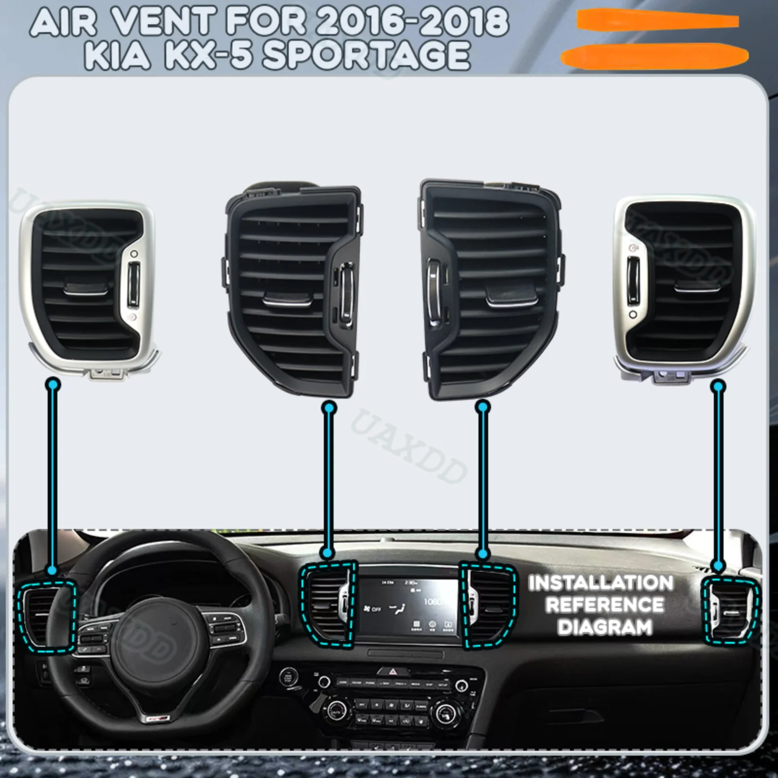 2 Din car Parts For 2016-2018 Kia KX-5 SPORTAGE Ventilation air conditioning assembly equipment Automotive Kit grille vent HVAC