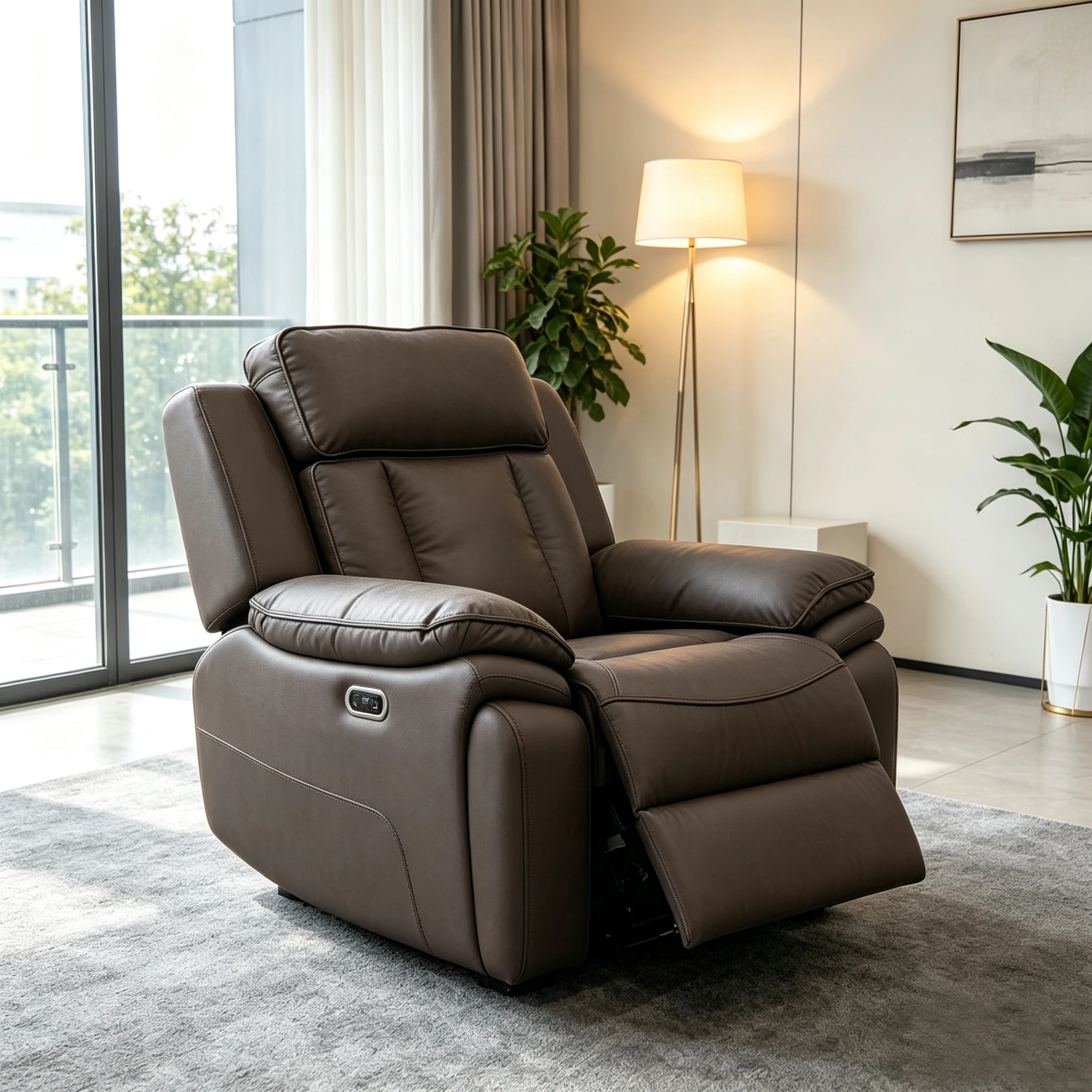 Modern Genuine Leather Power Reclining Single Swivel Glider Chair Rocking Living Room Lounge Recliner Chair Sofa