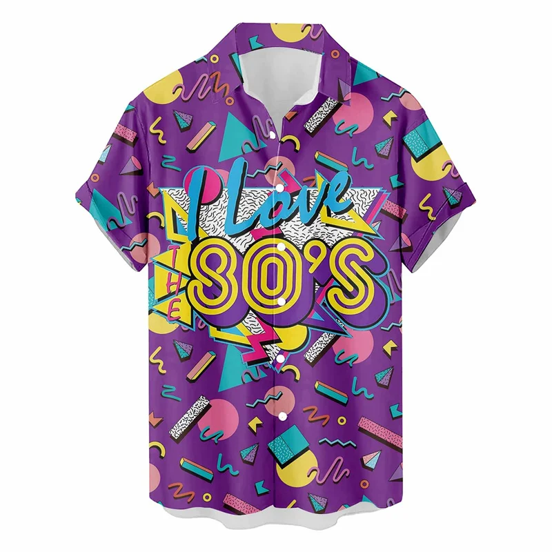 Vintage Hawaiian Shirts From The 1980s and 1990s Men's  Printed Short Sleeved Tops Outdoor Lapel Shirts Summer Button Up Shirts