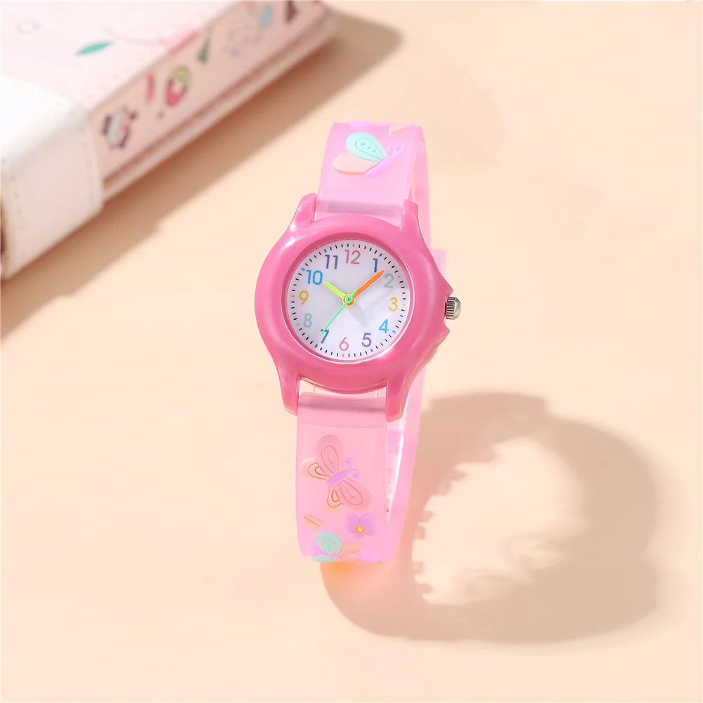 New Fashion Butterfly 3D Pattern Children\'s Watch Student Regular Daily Study Watch Girls Gift