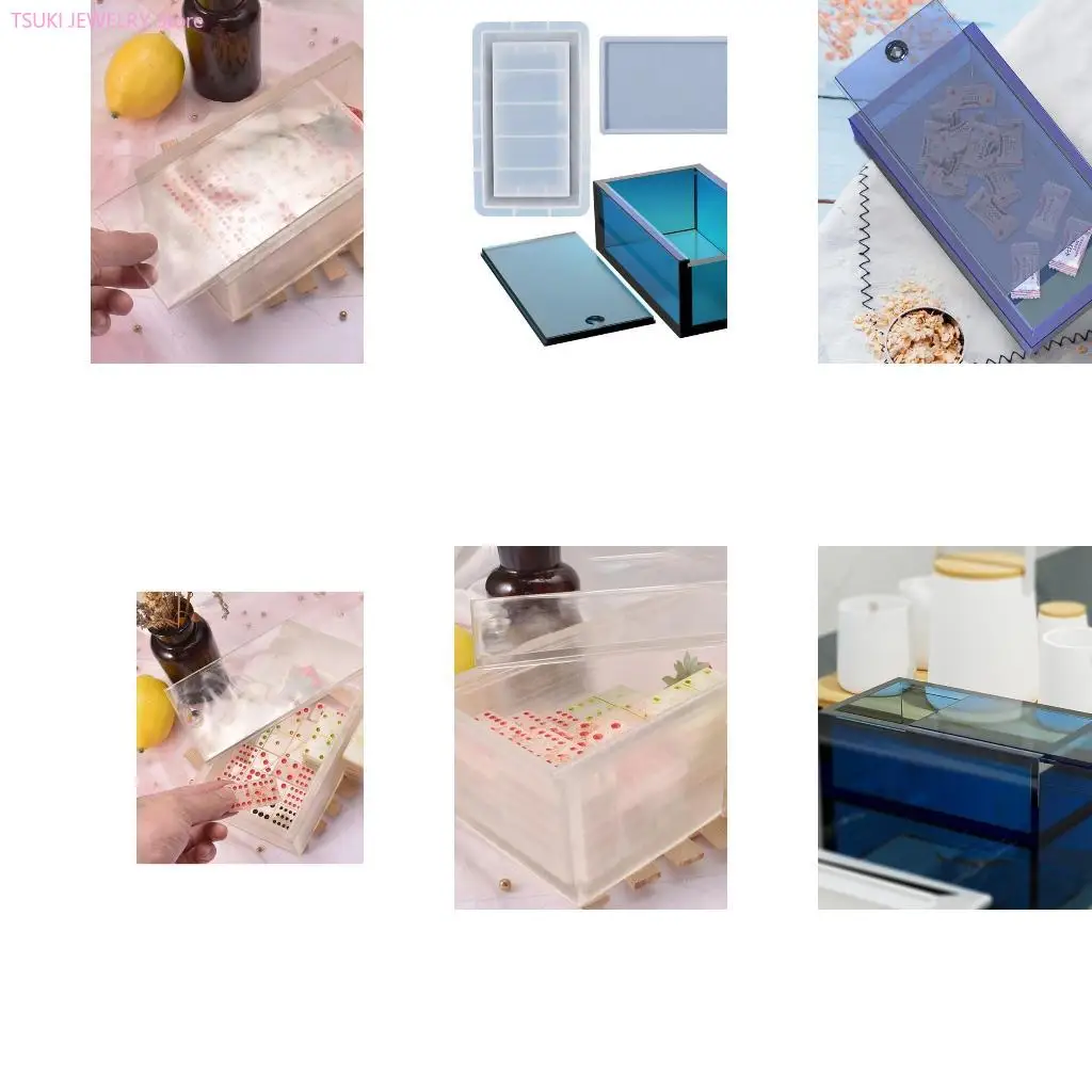 62KE Jewelry Box Casting Epoxy Mould Chess Tissues Napkin Storage for Case Resin Mold