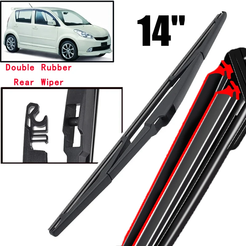 

Car Wiper 14" Rear Wiper Blade For Daihatsu Sirion MK2 2004 - 2012 Windshield Windscreen Clean Tailgate Window Rain Brush