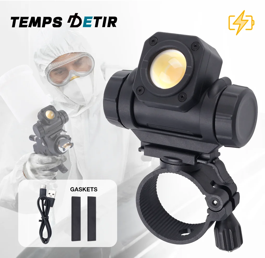 360° Rotating Car Spray Gun Lighting 250-450LM Adjustable Long Runtime Auto Paint Searchlight Perfect for Workshop Painting Job