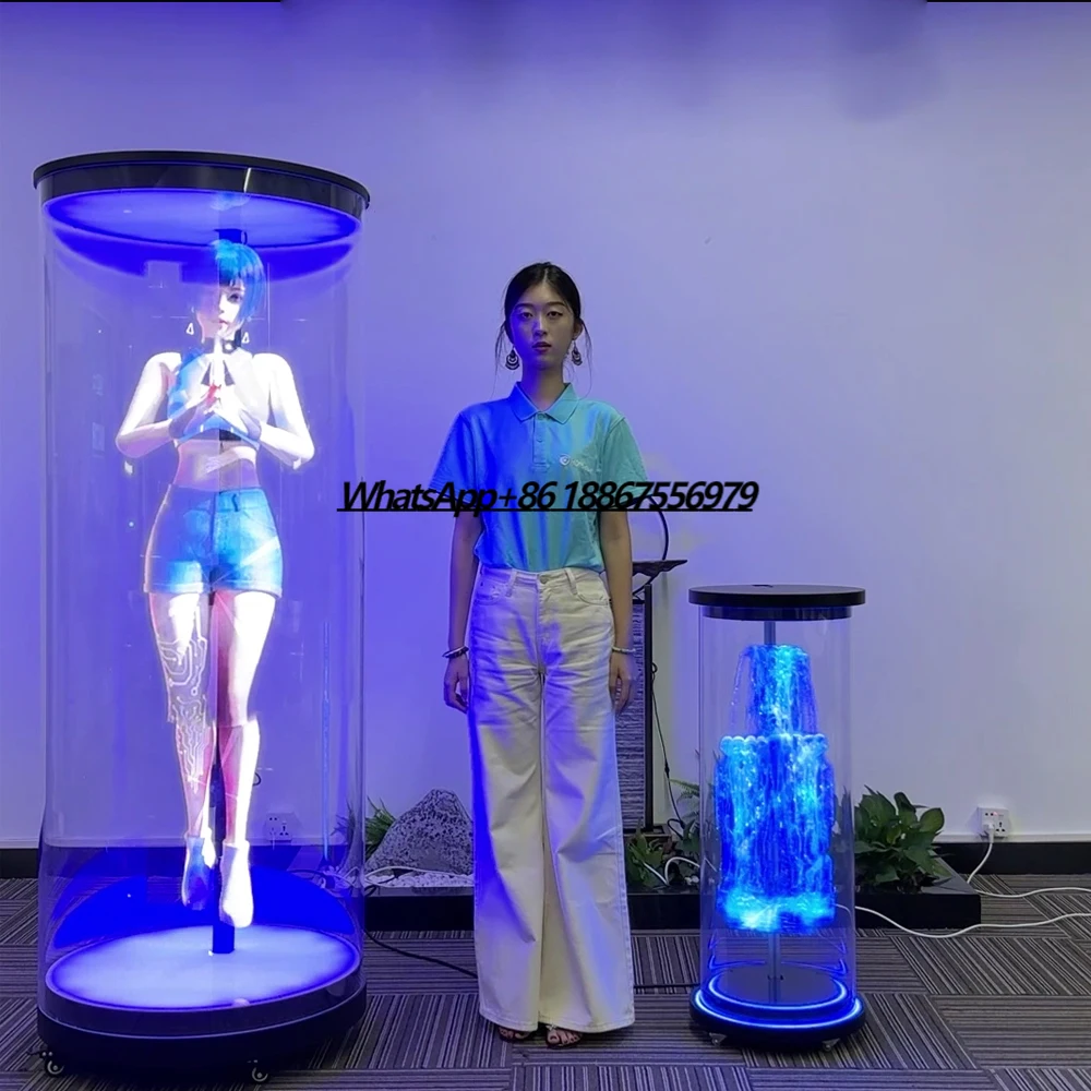 HDFocus 3D Olograma Showroom Holograma 3D Cylindrical Splice Video 3D Hologram Projector Hologram Fan for Exhibition