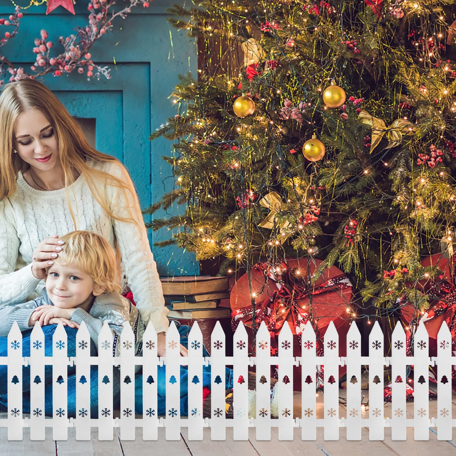 

15pcs Christmas Tree Plastic Decorative Fences For Xmas Party Garden Layout Mini Fence Diy Decor White Garden Border Fence