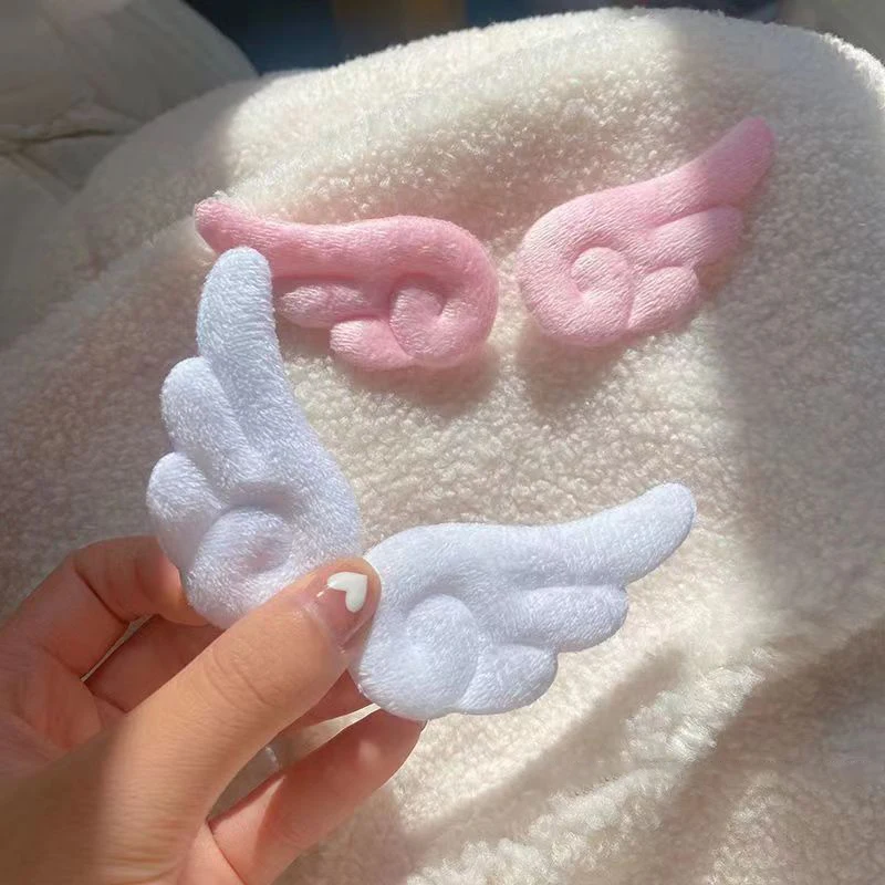 1Pair Sweet Angel Wing Plush Hair Clips Hairpin Girl Bangs Simple Hairclip Side Clips Ornament Fashion Hair Accessories