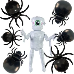 Halloween Party Decoration Black Spider Foil Balloons Large Mummy Spooky Helium Globs for Halloween Horror Decors Prop Supplies