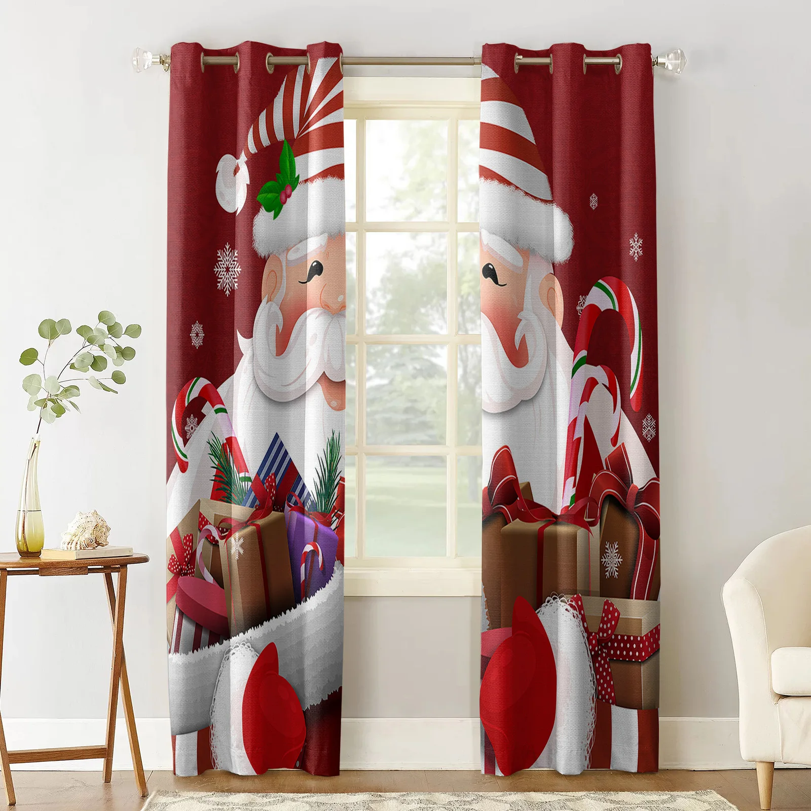 Christmas Santa Claus Gift Blackout Curtains for Children Kids Home Decor Bedroom Living Room High Shading Window Curtains