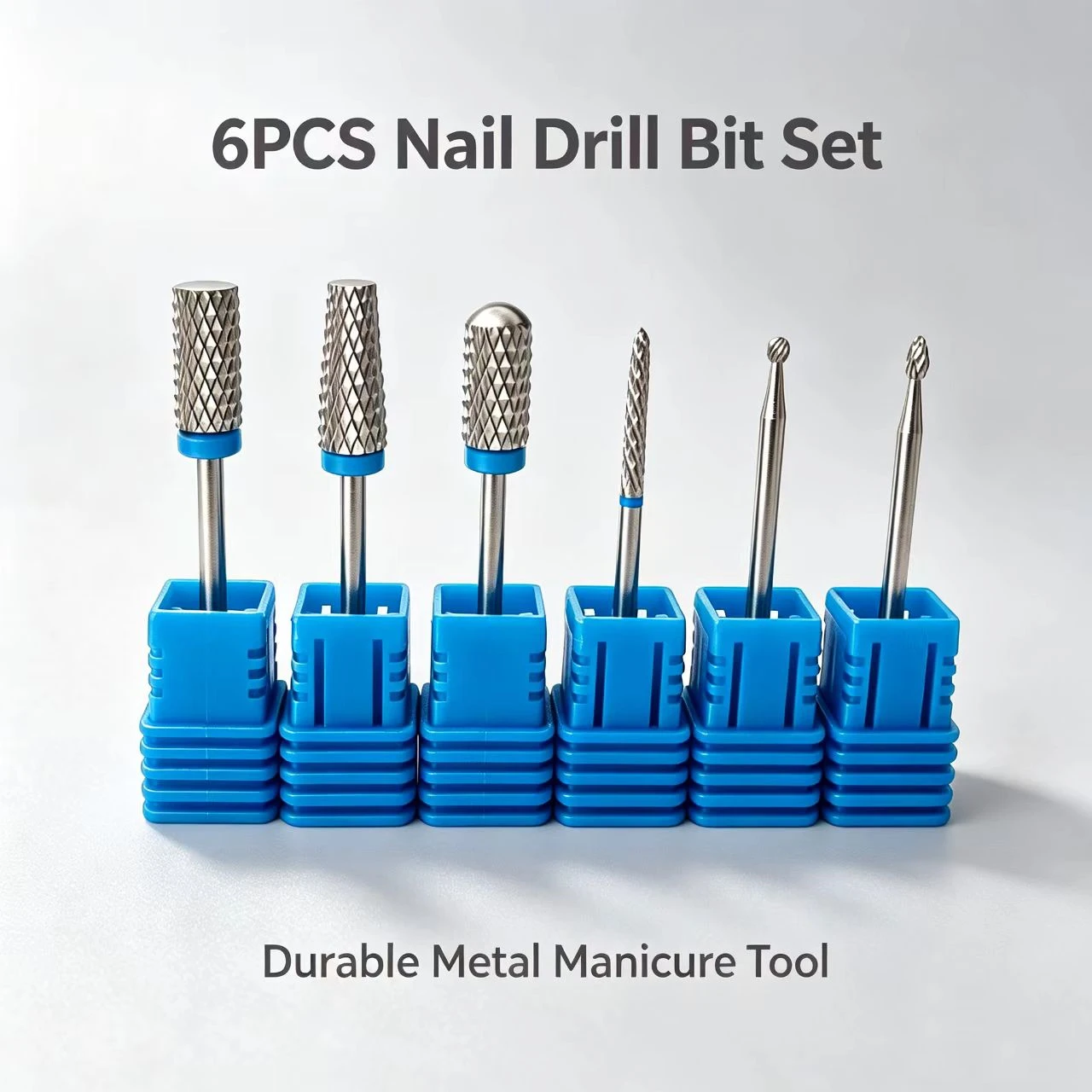 1/6-teiliges Set mit Hartmetall-Nagelbohrer-Aufsätzen, professioneller Nagelhaut-Entferner für abgestorbene Haut, zur Reinigung von Nagelrillen, zum Entfernen von Strasssteinen, für Maniküre.