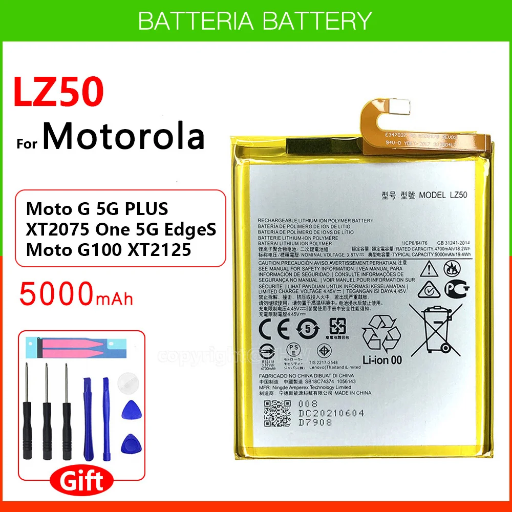 100% nueva batería Original genuina 5000mAh LZ50 para Motorola Moto One 5G Plus/G100/Edge baterías de alta calidad con herramientas gratuitas