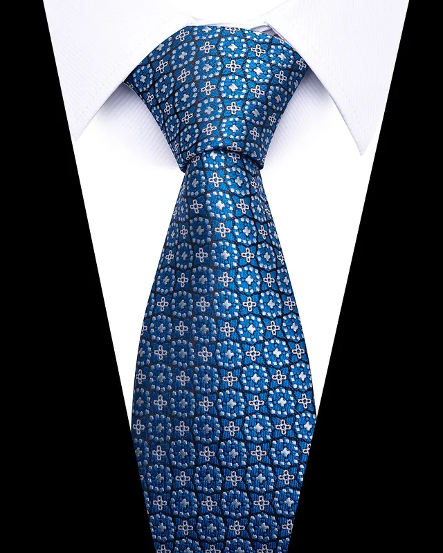 Hochwertige Hochzeitskrawatten für Männer, modisch, neuer Stil, blauer Streifendruck, Krawatten, tägliches Büro, Bekleidung, Accessoires, Geschenk für Männer – Detail 6