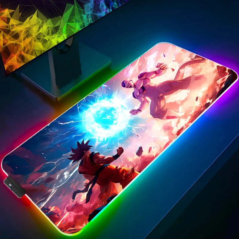 

LED MousePad Dragon Ball Backlight Gaming Accessories PC Computer Keyboard Gamer RGB Desk Mat alfombrilla Anime Mousepad XXXL