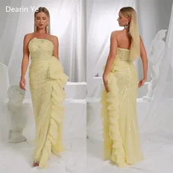 Customized Prom Dress Evening Formal Gown Dearin Strapless Column Floor Length Skirts Tulle Hugging Bespoke Occasion Dresses Sau