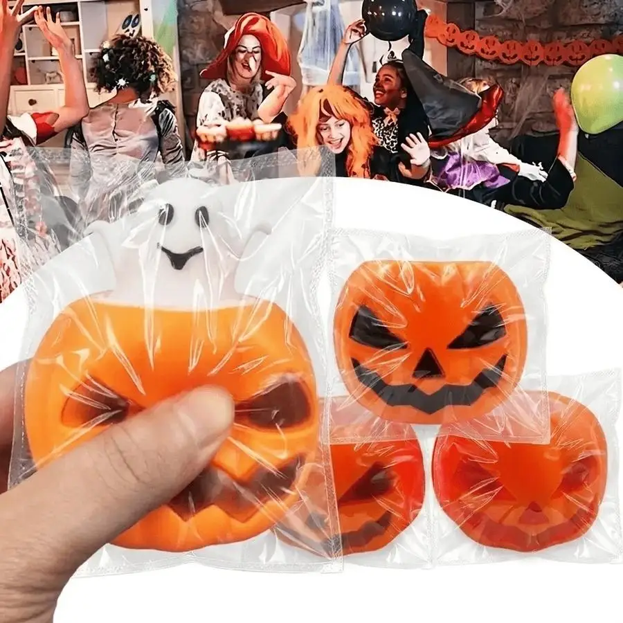 1/5/10/20/50/100pcs for halloween Pumpkin Squishy Toy, 2 Colors Pumpkin Stress Relief Fidget Toys, Squeeze Sensory Ghost Toys fo