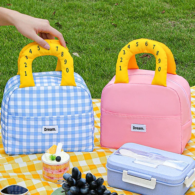 Cute Number Print Insulated Lunch Bag Leakproof Thermal Cooler Tote Portable Food Storage For Picnic And School
