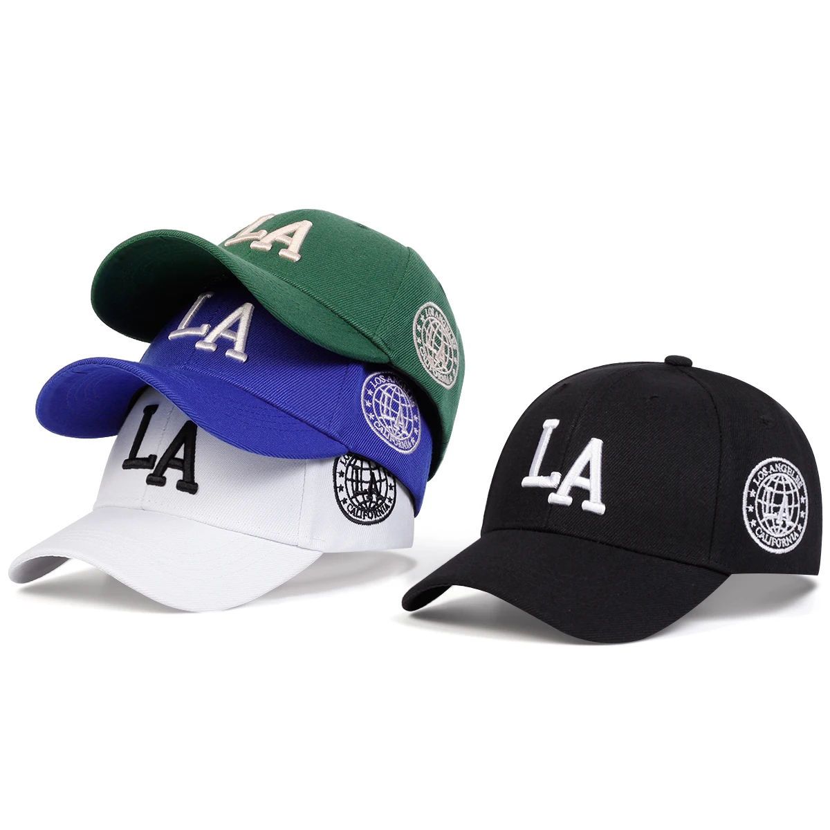 Gorras de béisbol con bordado de letras LA para niños, sombreros informales ajustables para exteriores para primavera y otoño, sombrero protector solar de viaje para niño y niña