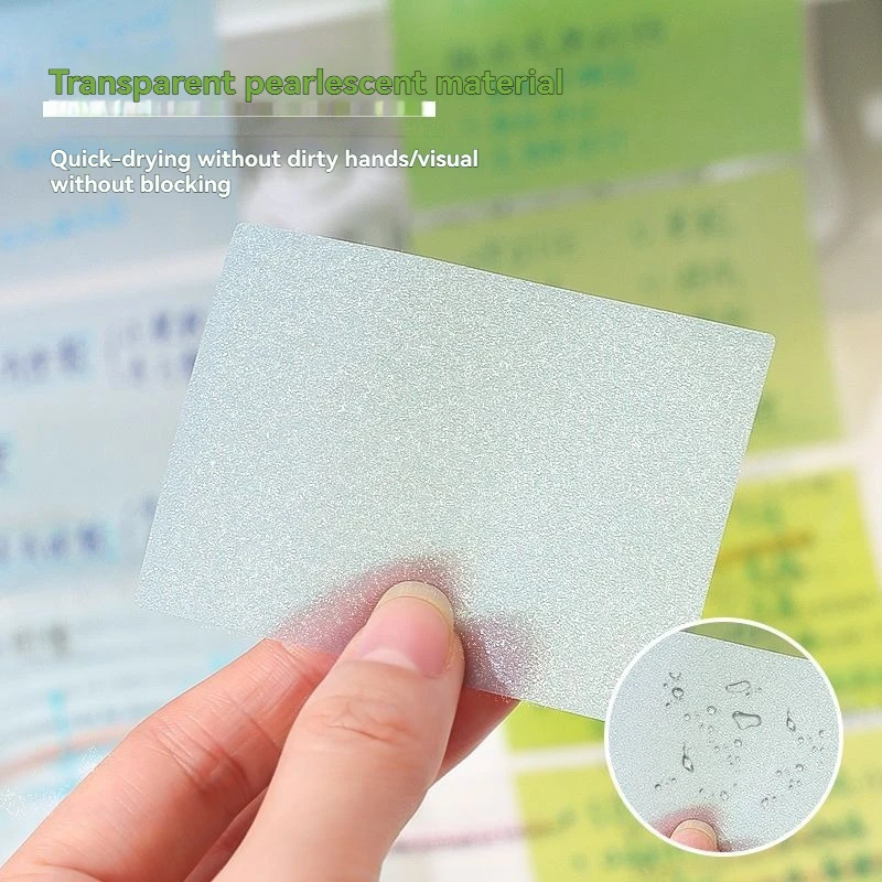 1PC Convenience Stickers Stationery Transparent Pearl Green Small Squares No Marks Quick Drying no Marks Sticky Notes High Aesth