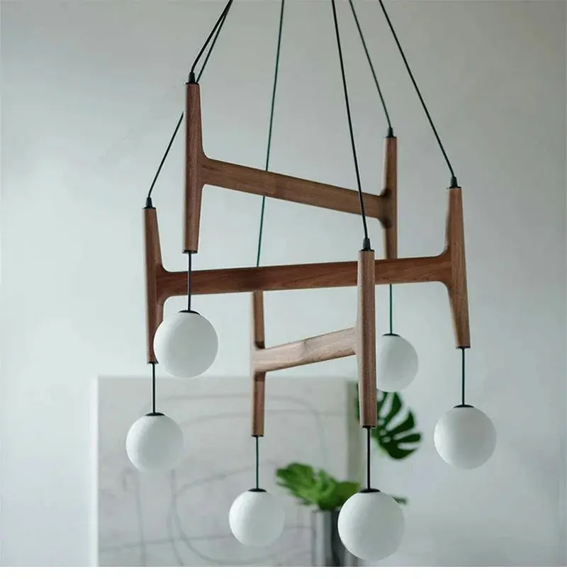

Italian wooden pendant lights, vintage multi headed minimalist LED pendant lights, dining and living room pendant lights YX071TB