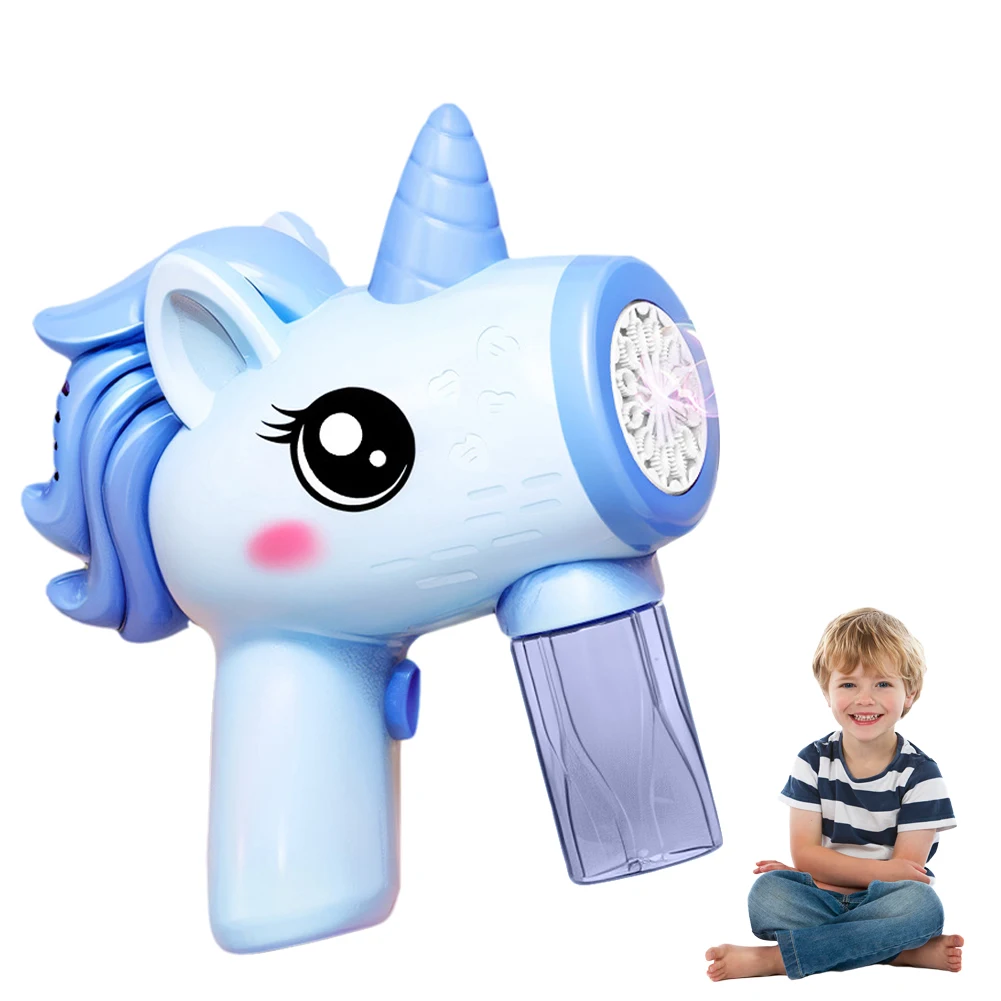 Unicorn Bubble Machine Gun Automatic Bubble Maker with Light Bubble Blaster Birthday Gifts for 3 4 5 6 Years Old Boys Girls