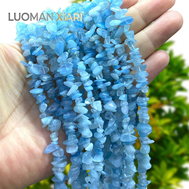 

30-дюймовые бусины из натурального необработанного аквамарина (5-8 мм, класс ААА) неправильной формы для изготовления ювелирных изделий, ожерелий, браслетов, шармов и аксессуаров своими руками