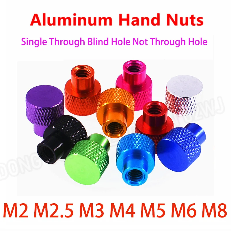 

M2-M10 Aluminum Alloy Knurled Hand Nut – Through Hole Step Thumb Nut for 3D Printer Black/Red/Gold/Blue/Purple
