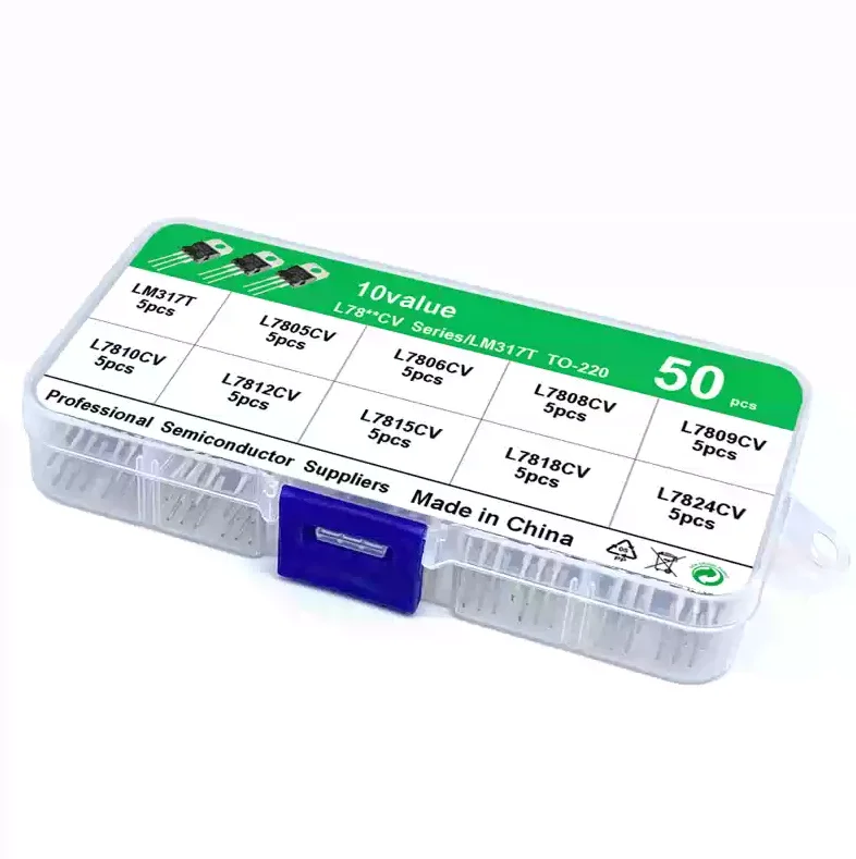 10Value*5pcs Three-Terminal Voltage Regulator Transistor Kit LM317T L7805CV L7806 L7808 L7809 L7810 L7812CV L7815 L7818 L7824