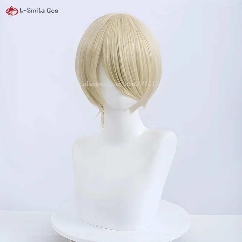 

aaa12 3Alois Trancy Косплей Аниме Парик 30 см Светло-Золотые Короткие Волосы Термостойкие Синтетические Хэллоуин Cos Костюмы Парики + W