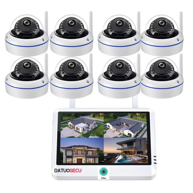 

8CH 3MP Wireless CCTV System 7-inch LCD Indoor Dome IP Camera Kit With Night Vision And CMOS Sensor Wifi Security System