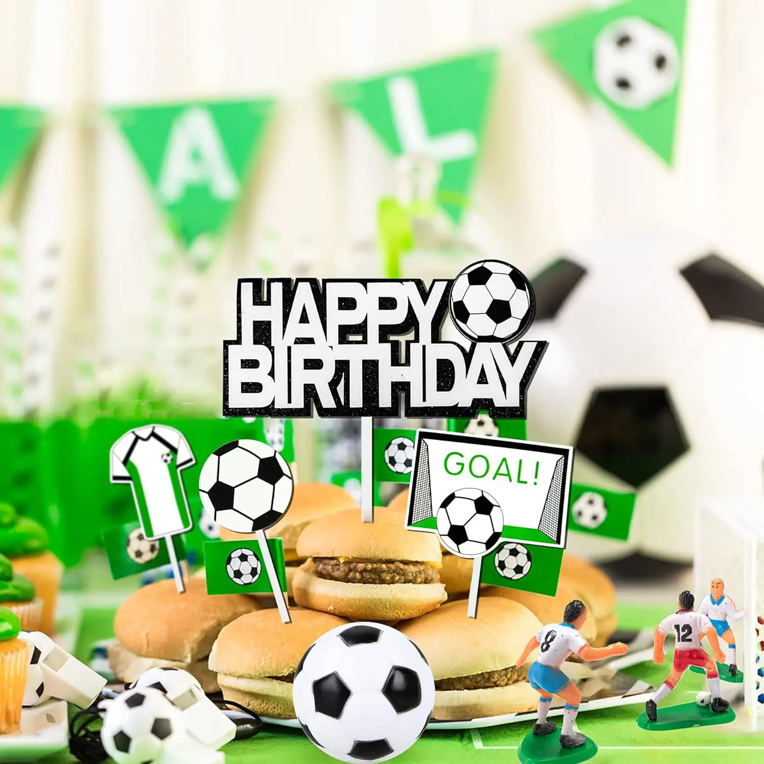 37 PCS Sports Cake Toppers Sports Cake Decoration with Soccer Football Baseball Basketball Tennis Golf for Boys Men Sports Theme