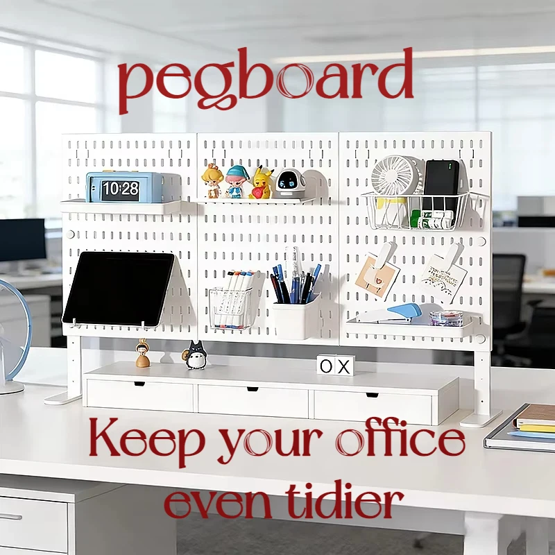 Desk Pegboard Organizer 3 Sizes 30×30/30×42/60×40cm PP Plastic Clamp & Stand Hole Board Tabletop Stationery Storage Black&white