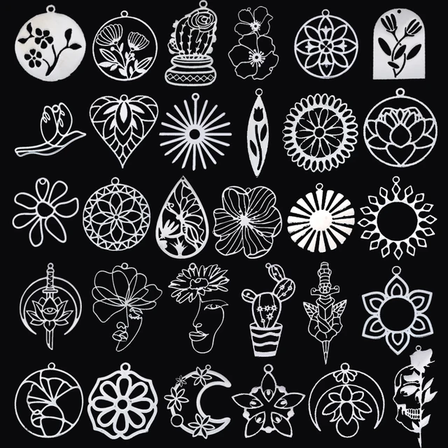 3 szt. Kwiatowe wisiorki DIY Craft Vintage kwiatowe frędzle kolczyki naszyjnik kobiety dziewczyna tworzenia biżuterii ręcznie robiony wisiorek ze stali nierdzewnej