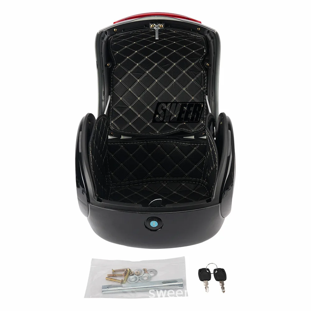 Motorcycle Tail Box Fashion E-bike Top Luggage Carrier Box Full Helmet Storage Box 32L universal plastic trunk