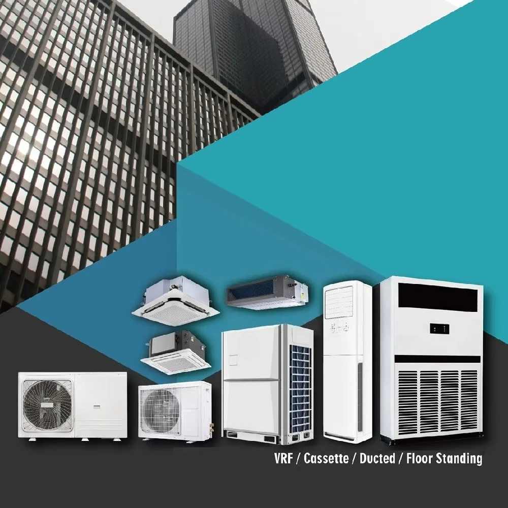 48000 Btu Floor Standing Commercial Air Conditioner DC Inverter WiFi Smart APP Control Pump Motor Automatic Energy Saving 3-Year
