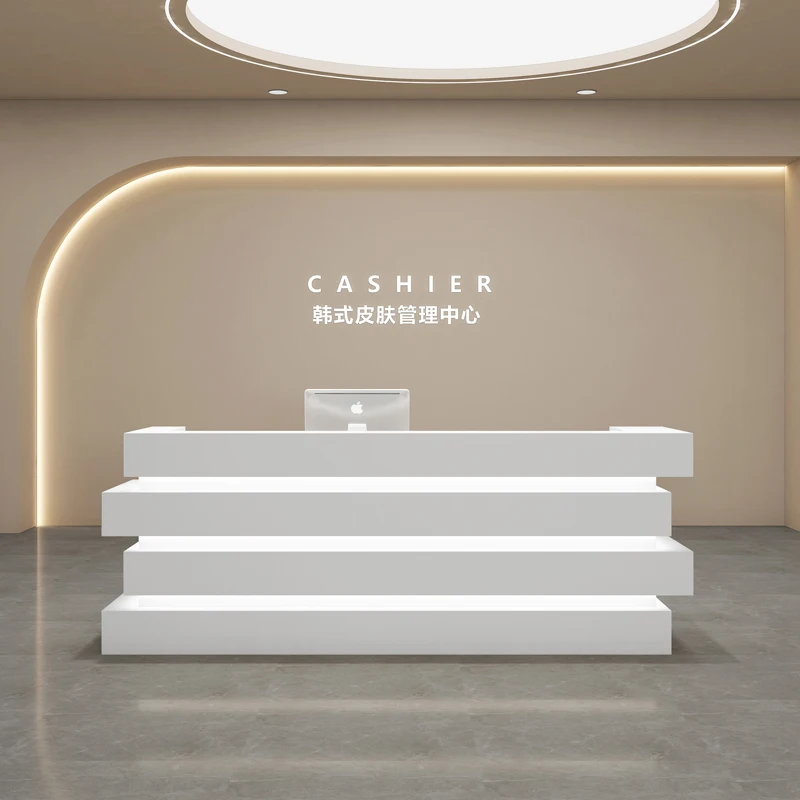 Commercial White Stand Reception Desk Massage Cashier Luxury Modern Desk Hotel Office Mostrador Oficina Commercial Furniture